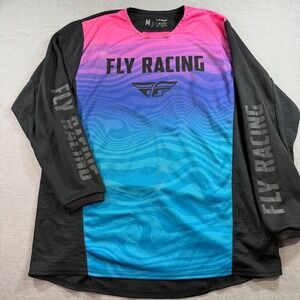 Fly Racing Kinetic Jersey Mens Medium Pink Blue Good Motocross MX Off-Road MTB